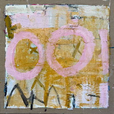 Malerei "silence us golden" mit Mischtechnik auf Leinwand