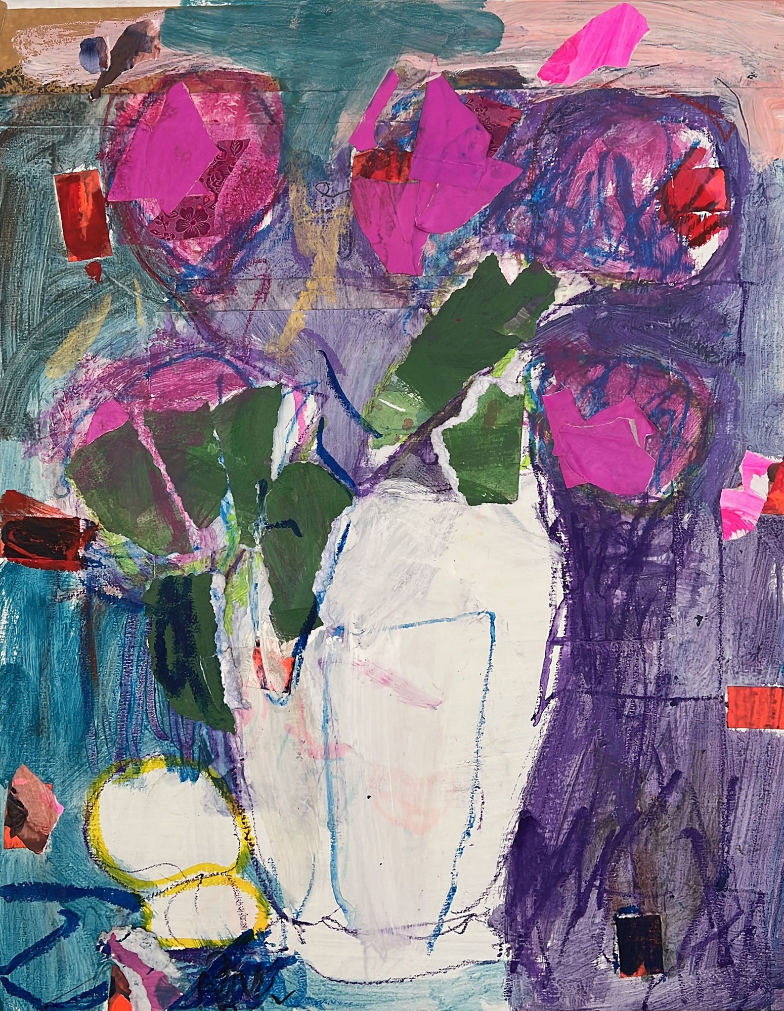 "Jarron blanco" · 60 x 45 cm · Mixed Media/Collage on canvas · 2023