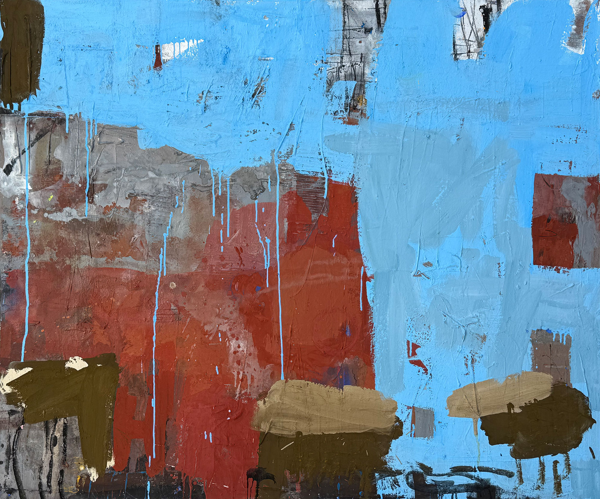 "Puerto Azul" in 140 x 140 cm mit Mischtechnik auf Leinwand 2025